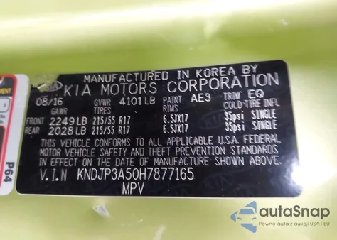 2017 Kia Soul + из США, поврежденный, VIN KNDJP3A50H7877165